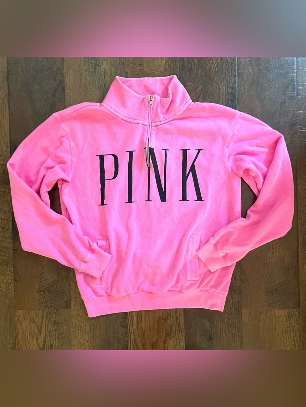 PINK VICTORIA’S SECRET zip neck sweatshirt, size XS